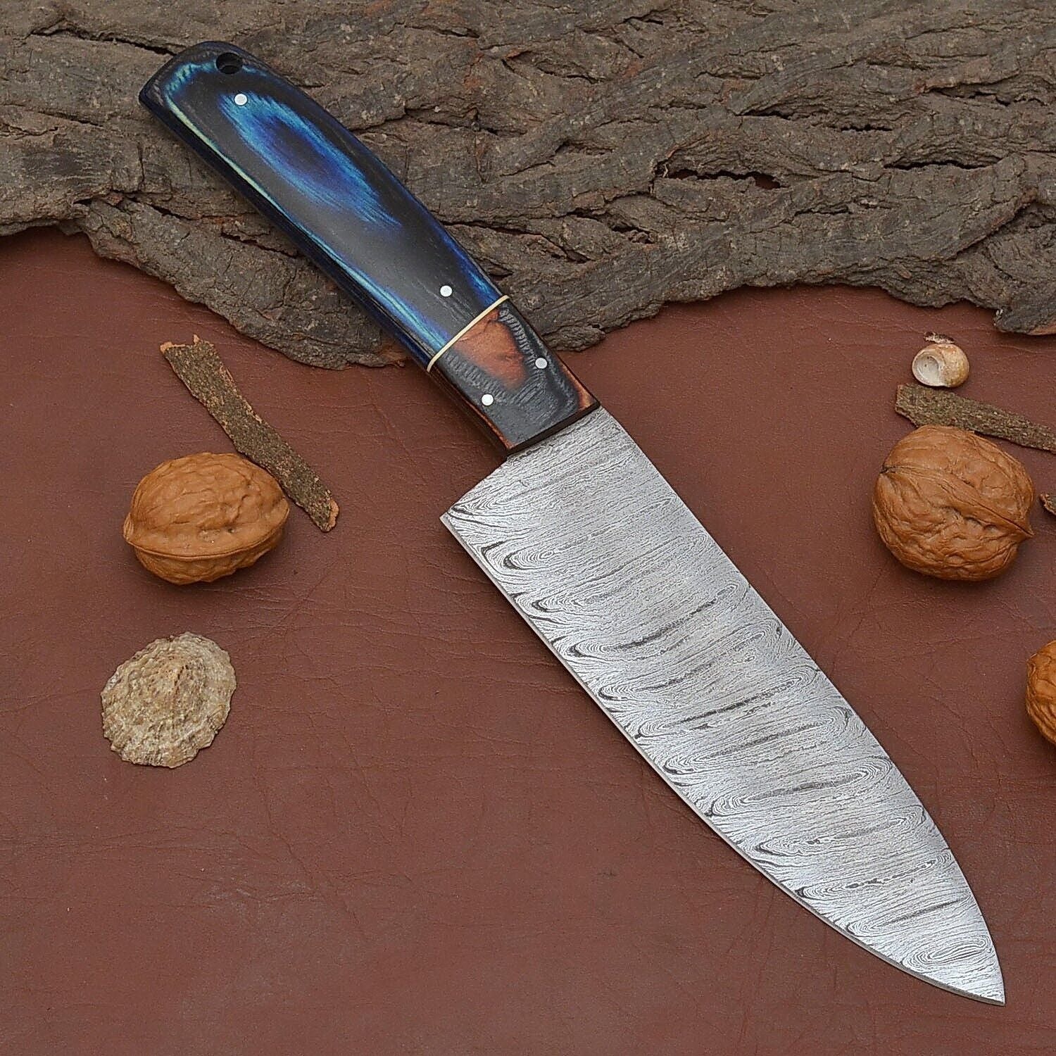 Artisan Damascus Steel Chef Fillet Knife  Handmade Cooking  Camping Knife 1