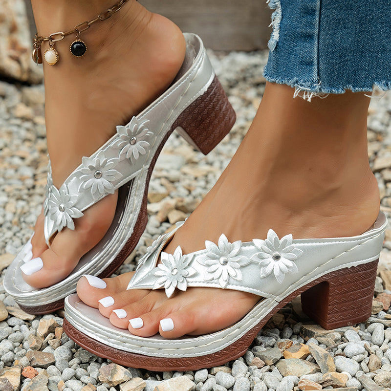 Trendy Womens Sandals Comfortable High Heels Sandals Fashion Flip Flops Outdoor Heeled Slippers  Su 8