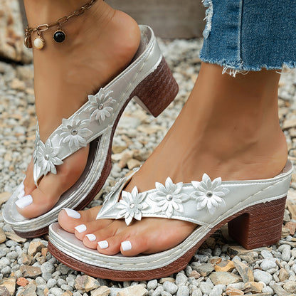 Trendy Womens Sandals Comfortable High Heels Sandals Fashion Flip Flops Outdoor Heeled Slippers  Su 8