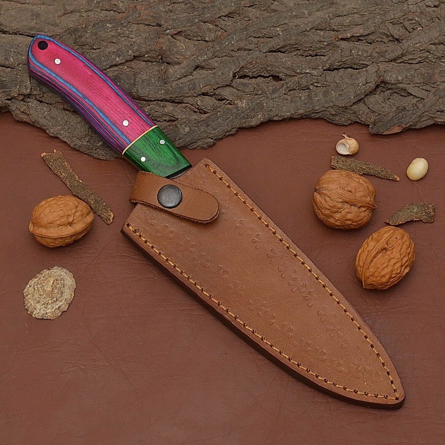 Handcrafted Damascus Steel Chef Knife  7 Inch Fillet Knife For Kitchen  Outdoor Tasks 3