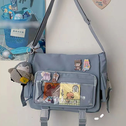 Kawaii Itabag for Dolls, Stylish Nylon Crossbody Tote, Large Shoulder Handbag for Teenage Girls, Trendy School Bag