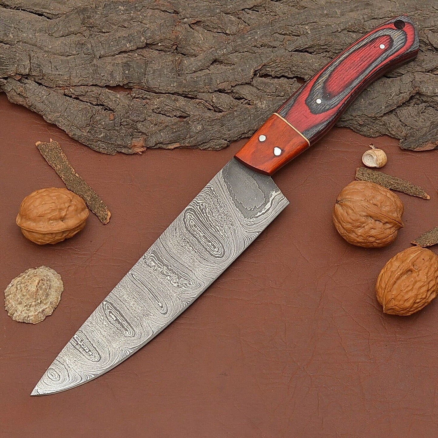 Damascus Steel Chef Knife – 7 Inch Fillet Knife for Kitchen & Outdoor Tasks