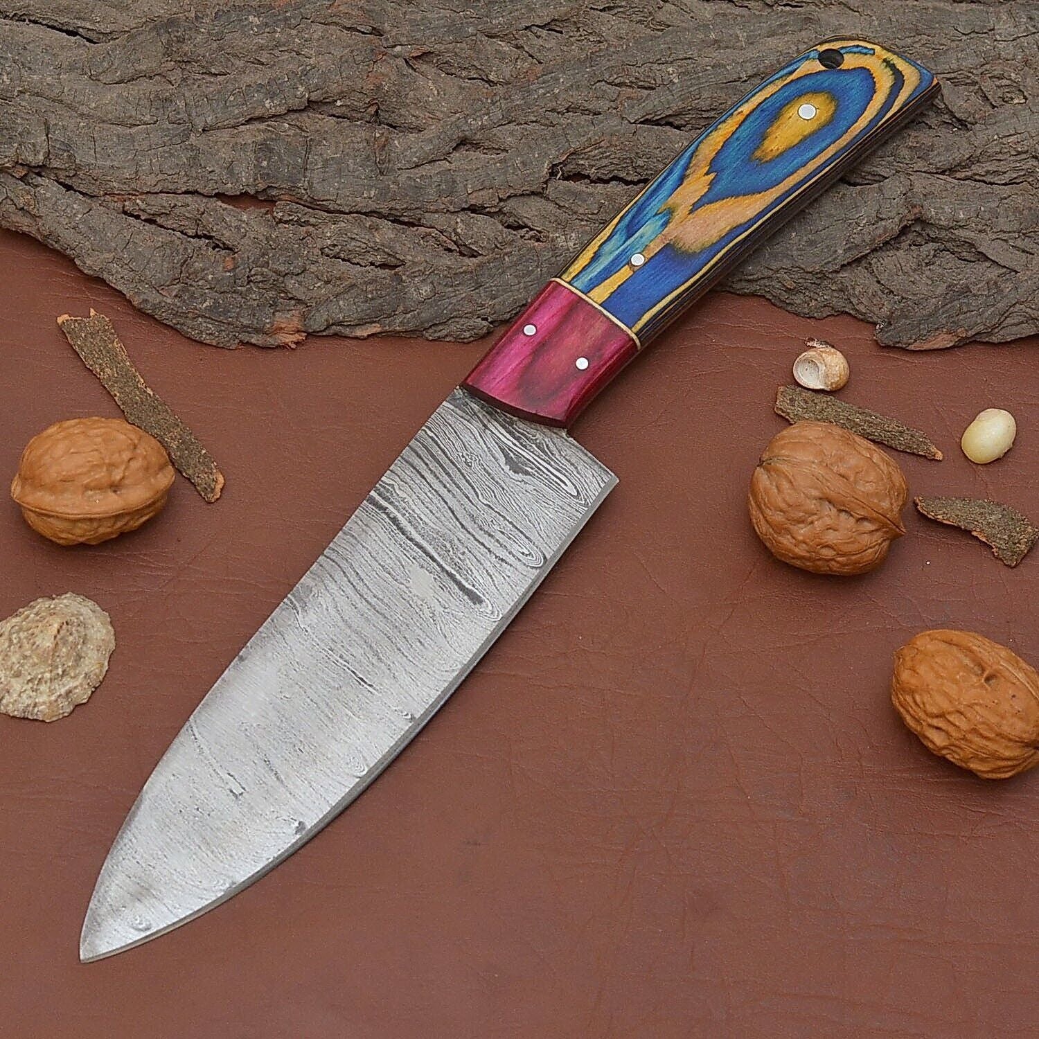 Damascus Steel Fillet Knife – Hand-Forged 7" Chef Knife for Professional Use