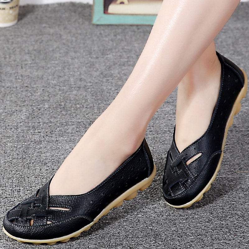 Premium Casual Leather Soft Womens Loafers White Shoes Elegant Flats Footwear Female Lightweight  C 1