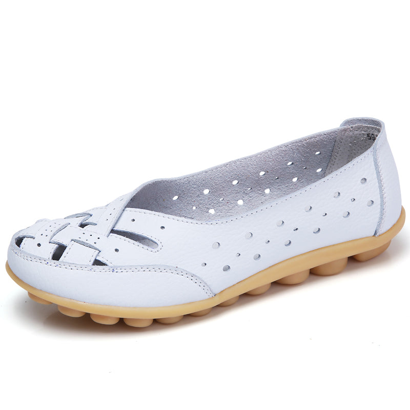 Premium Casual Leather Soft Womens Loafers White Shoes Elegant Flats Footwear Female Lightweight  C 3