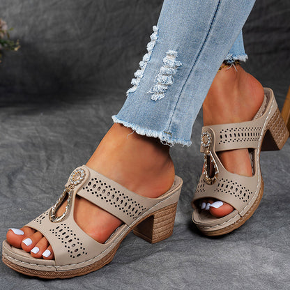 Luxury Platform Womens Sandals Peep Toe Heels  Heeled Slippers For Summer Fashion Comfortable Styli 4