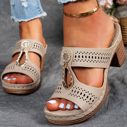 Luxury Platform Womens Sandals Peep Toe Heels  Heeled Slippers For Summer Fashion Comfortable Styli 6
