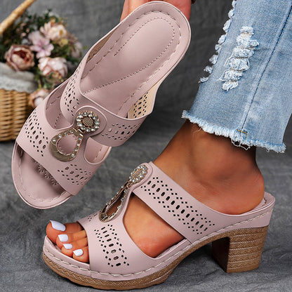 Luxury Platform Womens Sandals Peep Toe Heels  Heeled Slippers For Summer Fashion Comfortable Styli 8