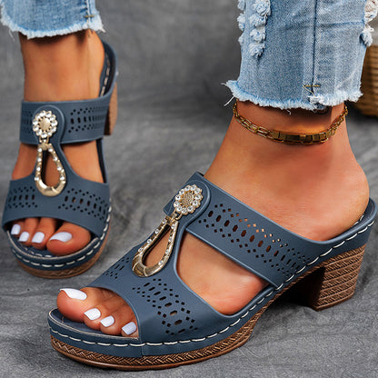 Luxury Platform Womens Sandals Peep Toe Heels  Heeled Slippers For Summer Fashion Comfortable Styli 7