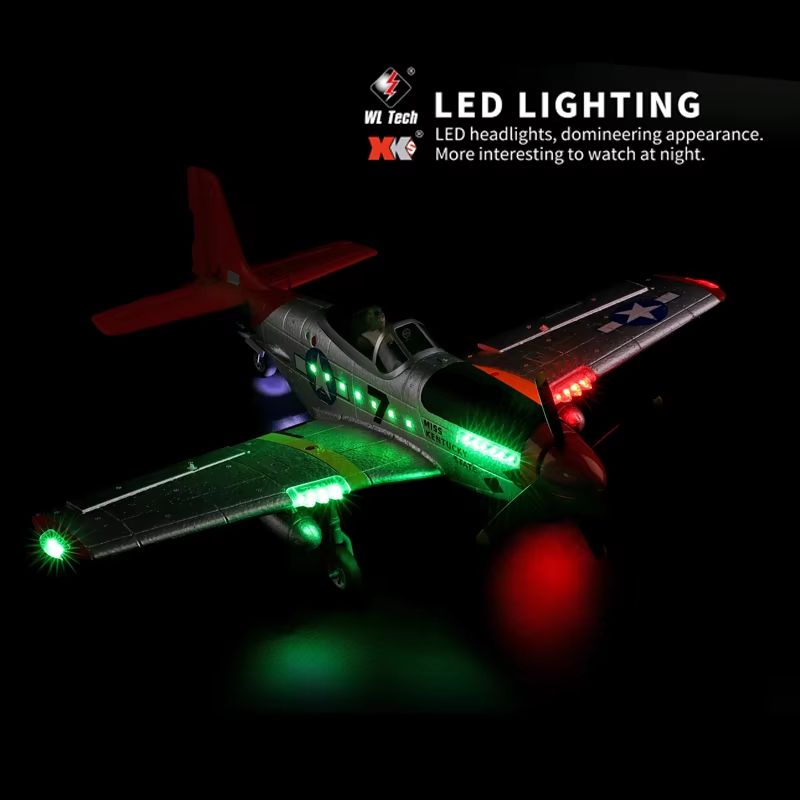 WLtoys XK A280 RC Airplane  24G 4CH P51 Fighter With 3D6G Flight Mode  LED Searchlight For Kids And 5