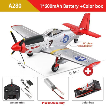 WLtoys XK A280 RC Airplane  24G 4CH P51 Fighter With 3D6G Flight Mode  LED Searchlight For Kids And 6