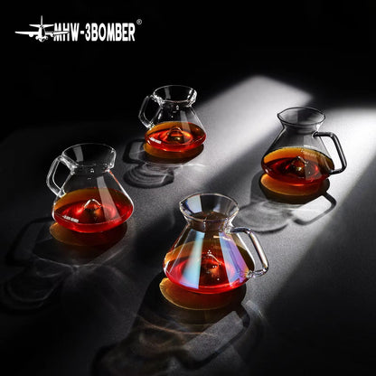 MHW-3BOMBER Hill Coffee Server – High Borosilicate Glass Pour Over Server with Ergonomic Handle for Baristas & Home Brew