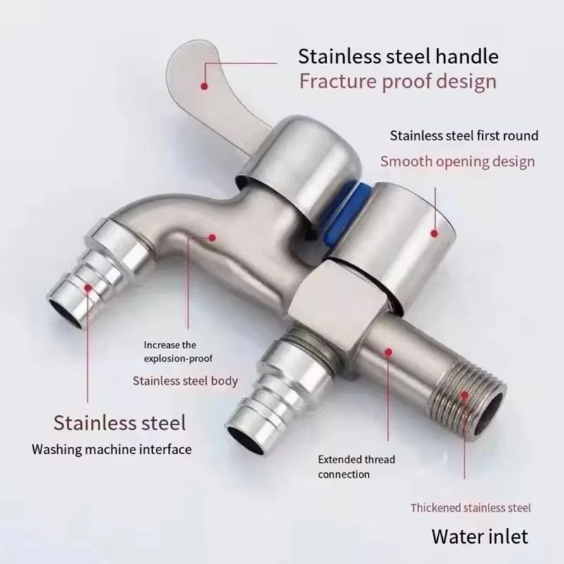 AquaFlow Dual Outlet Stainless Steel Faucet  12 Double Control Water Tap For Bathroom Bidet  Laundr 2