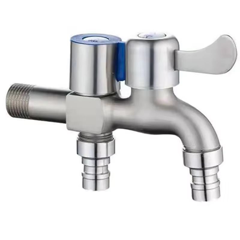 AquaFlow Dual Outlet Stainless Steel Faucet  12 Double Control Water Tap For Bathroom Bidet  Laundr 5