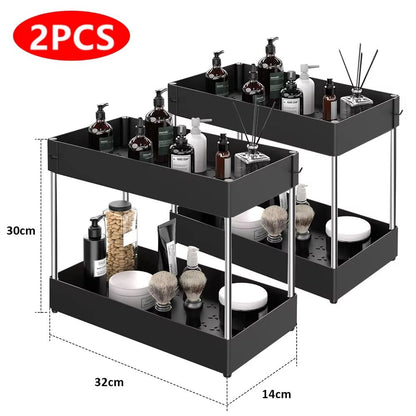 TidyMax 2Tier Under Sink Organizer  Sliding Cabinet Storage Rack With Hooks  Hanging Cup For Bathro 11