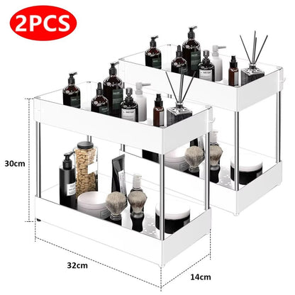 TidyMax 2Tier Under Sink Organizer  Sliding Cabinet Storage Rack With Hooks  Hanging Cup For Bathro 12