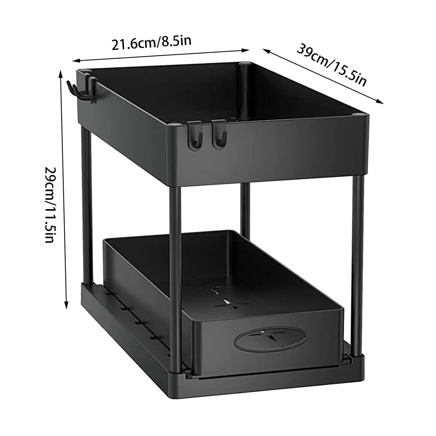 TidyMax 2Tier Under Sink Organizer  Sliding Cabinet Storage Rack With Hooks  Hanging Cup For Bathro 5