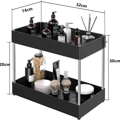 TidyMax 2Tier Under Sink Organizer  Sliding Cabinet Storage Rack With Hooks  Hanging Cup For Bathro 8