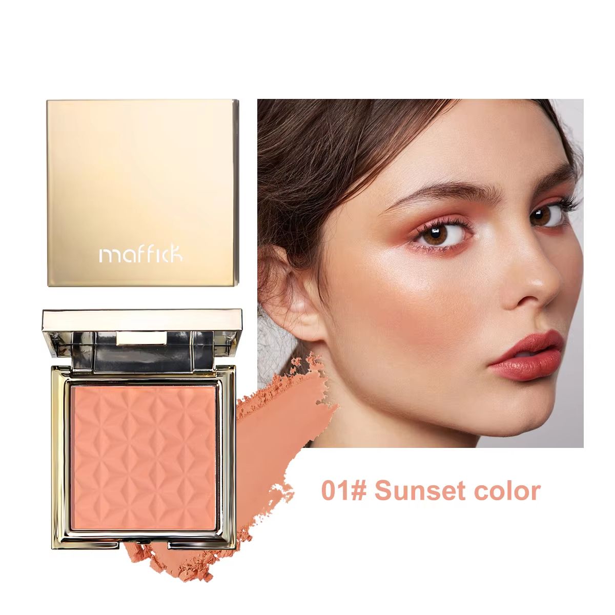 GlowMuse Gold Relief Blush Palette  LongLasting Nude Pink  Orange Shades For Natural Radiance 6