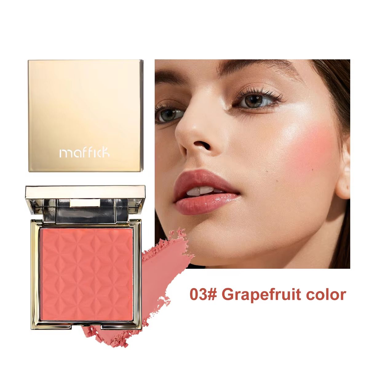 GlowMuse Gold Relief Blush Palette  LongLasting Nude Pink  Orange Shades For Natural Radiance 8