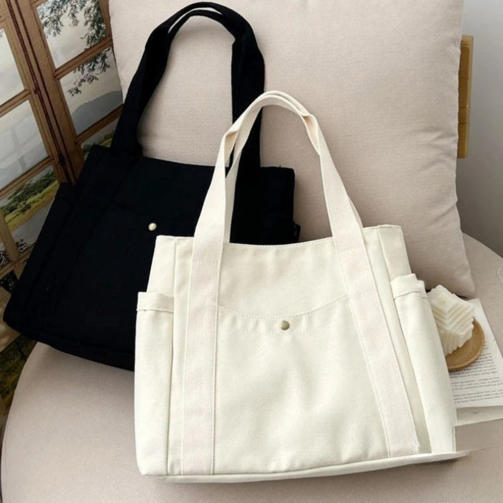 Canvas Tote Bags, Large Capacity Work Commuting Bag, College Style Book Shoulder Bag, Shopping and Daily Carry Bag
