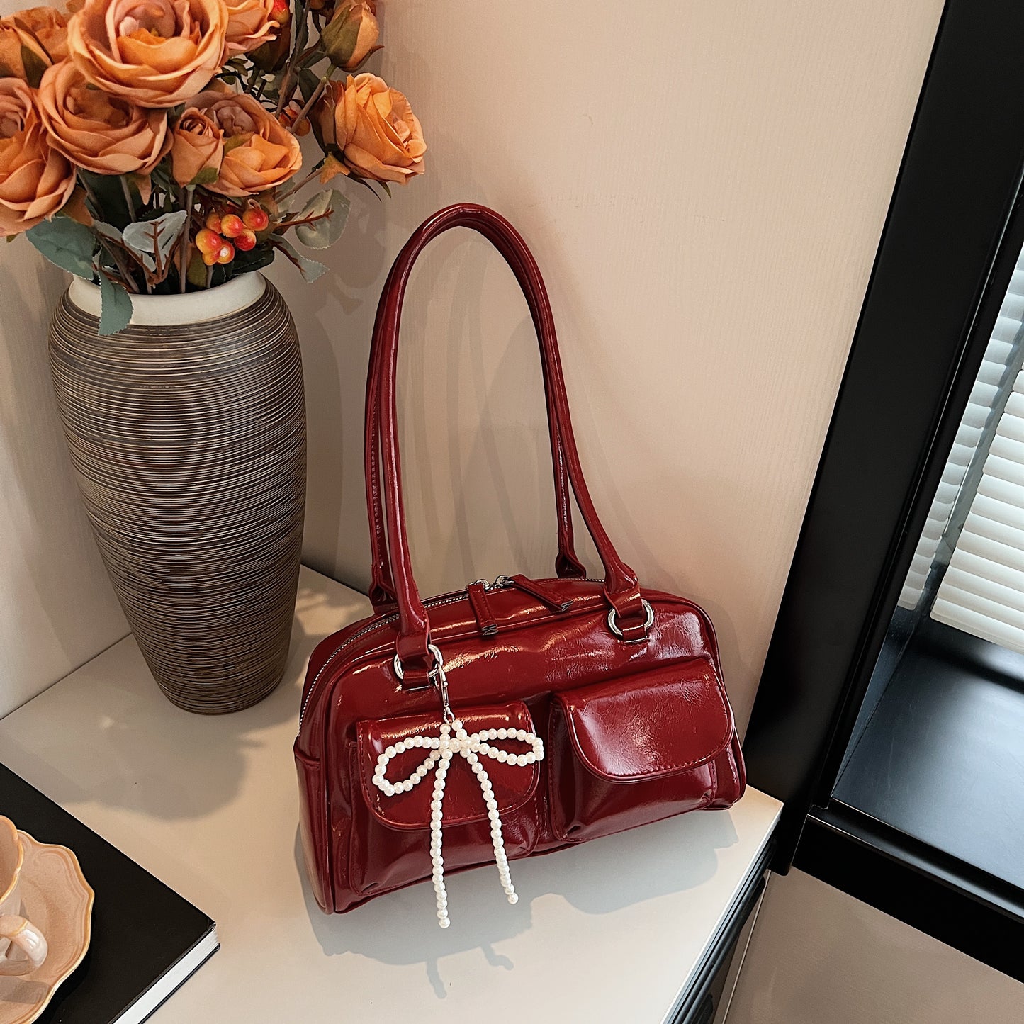 New Simple Leisure Pillow Bag, Korean Edition Fashionable Underarm Bow Bag, Trendy Versatile Shoulder Bag for Women