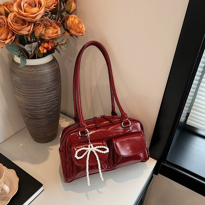 New Simple Leisure Pillow Bag, Korean Edition Fashionable Underarm Bow Bag, Trendy Versatile Shoulder Bag for Women