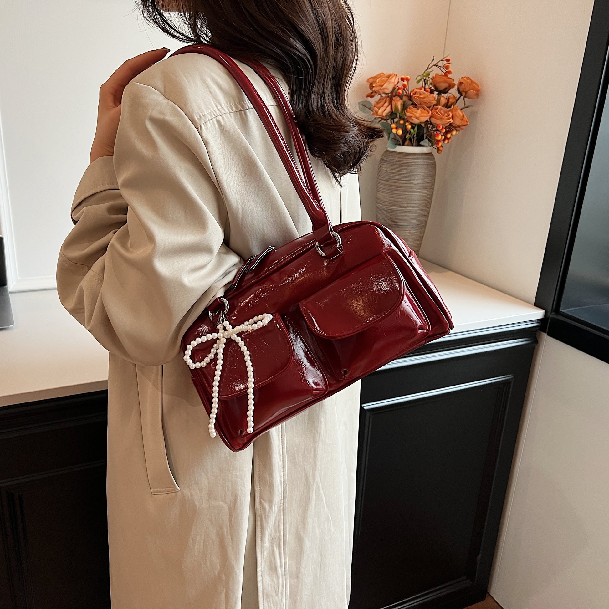 New Simple Leisure Pillow Bag, Korean Edition Fashionable Underarm Bow Bag, Trendy Versatile Shoulder Bag for Women