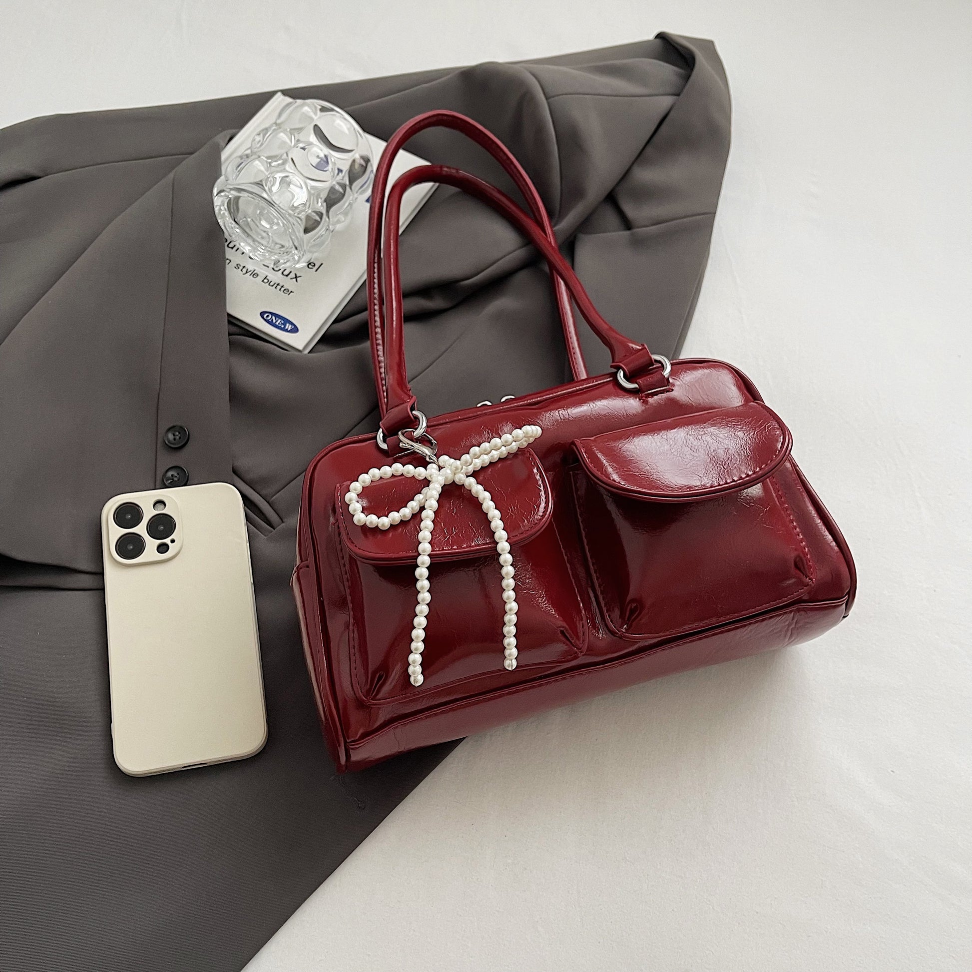 New Simple Leisure Pillow Bag, Korean Edition Fashionable Underarm Bow Bag, Trendy Versatile Shoulder Bag for Women