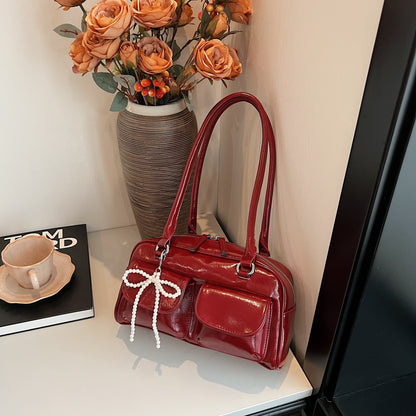 New Simple Leisure Pillow Bag, Korean Edition Fashionable Underarm Bow Bag, Trendy Versatile Shoulder Bag for Women