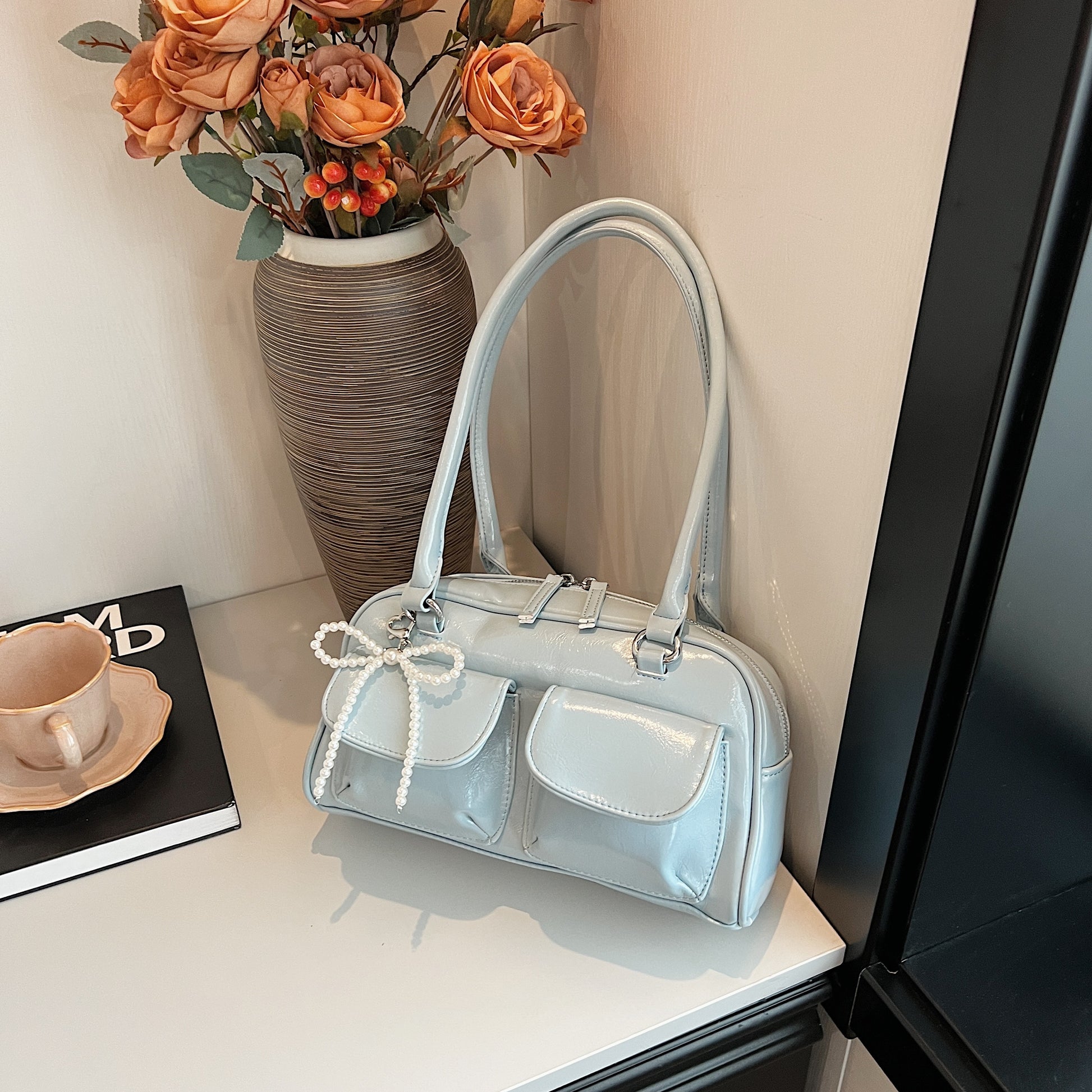 New Simple Leisure Pillow Bag, Korean Edition Fashionable Underarm Bow Bag, Trendy Versatile Shoulder Bag for Women