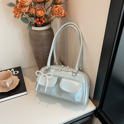 New Simple Leisure Pillow Bag, Korean Edition Fashionable Underarm Bow Bag, Trendy Versatile Shoulder Bag for Women