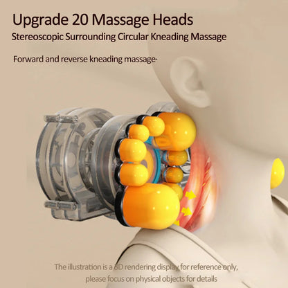 Hot Compress Neck Massage Pillow, Back Waist Shoulder, Multi-Function, Finger Massage, Relax Massage Pillow