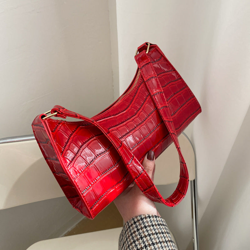 Alligator Pattern Fashion PU Leather Handbag for Women, Small Underarm Messenger Bag, Stylish Female Shoulder Purse