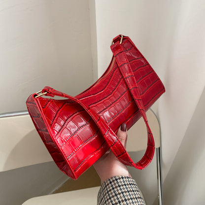 Alligator Pattern Fashion PU Leather Handbag for Women, Small Underarm Messenger Bag, Stylish Female Shoulder Purse
