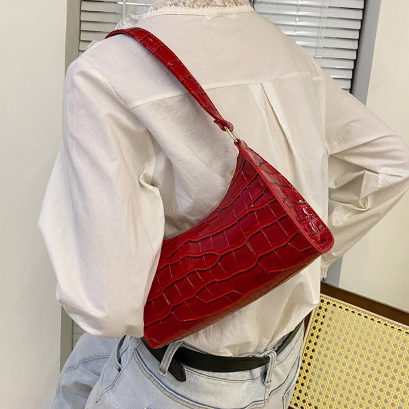 Alligator Pattern Fashion PU Leather Handbag For Women Small Underarm Messenger Bag Stylish Female  5