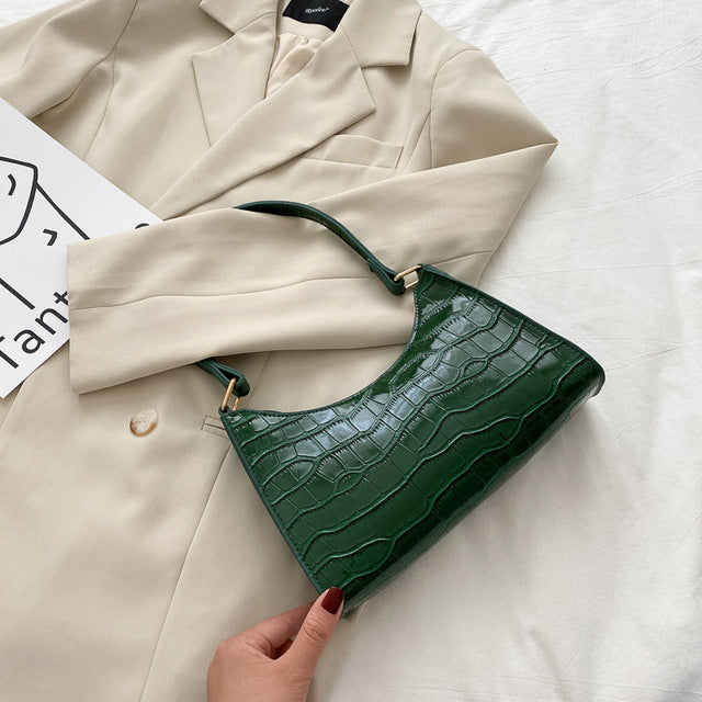 Alligator Pattern Fashion PU Leather Handbag For Women Small Underarm Messenger Bag Stylish Female  6