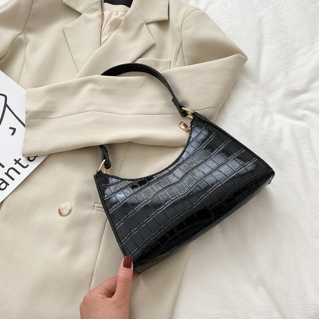 Alligator Pattern Fashion PU Leather Handbag For Women Small Underarm Messenger Bag Stylish Female  7