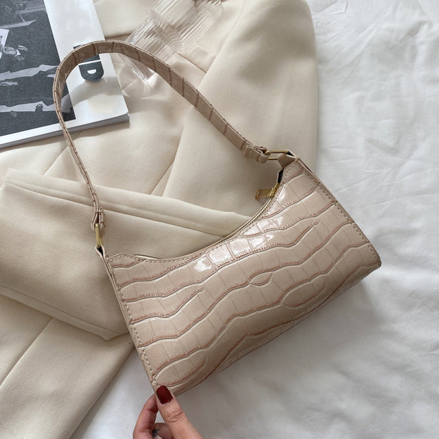 Alligator Pattern Fashion PU Leather Handbag For Women Small Underarm Messenger Bag Stylish Female  8