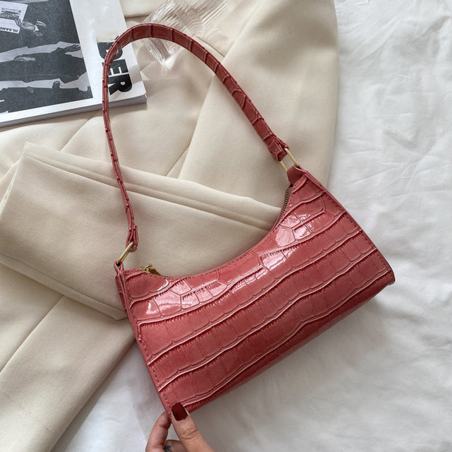 Alligator Pattern Fashion PU Leather Handbag For Women Small Underarm Messenger Bag Stylish Female  10