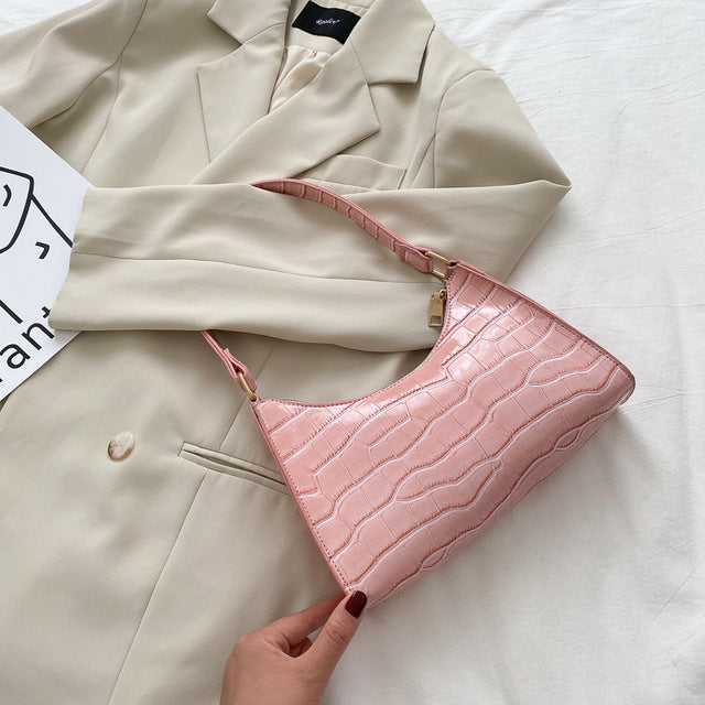 Alligator Pattern Fashion PU Leather Handbag For Women Small Underarm Messenger Bag Stylish Female  11