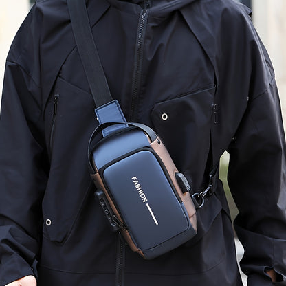 Crossbody Chest Pack for Men, Durable Oxford Fabric, Stylish Sling Bag, Zip Closure, Phone Pocket, Ideal for Daily Commu