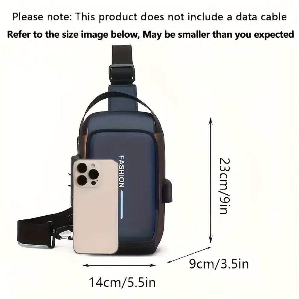Crossbody Chest Pack for Men, Durable Oxford Fabric, Stylish Sling Bag, Zip Closure, Phone Pocket, Ideal for Daily Commu