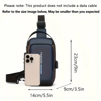 Crossbody Chest Pack for Men, Durable Oxford Fabric, Stylish Sling Bag, Zip Closure, Phone Pocket, Ideal for Daily Commu