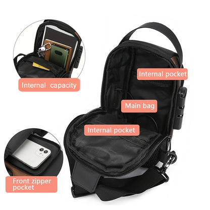 Crossbody Chest Pack for Men, Durable Oxford Fabric, Stylish Sling Bag, Zip Closure, Phone Pocket, Ideal for Daily Commu