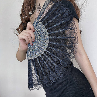 Elegant Vintage Lace Hand Fan Floral Folding Fan For Women Cosplay Photo Prop Belly Dance And Stage 3