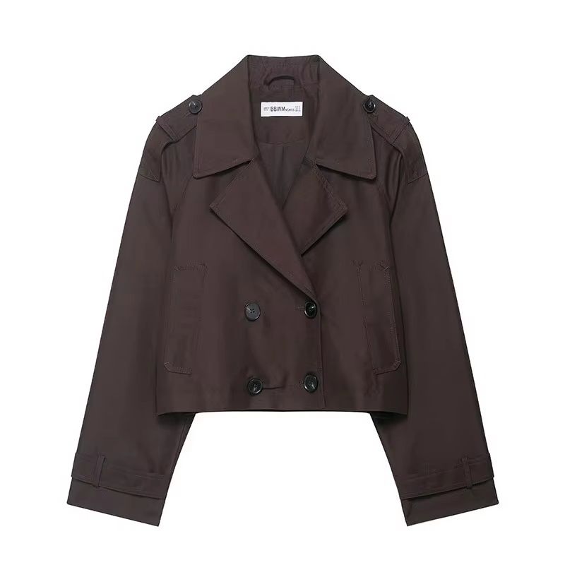 Elegant Womens Wind Coat Vintage Streetwear Double Breasted Straight Fit Casual Autumn Coat 6