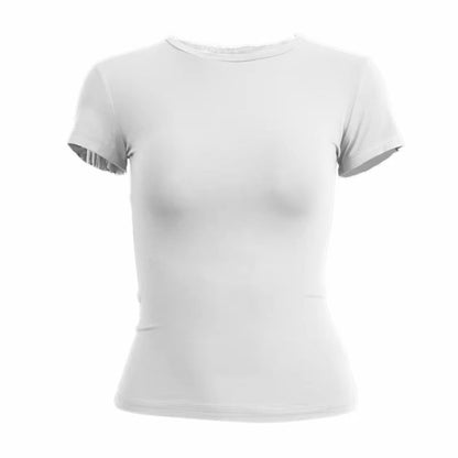 UrbanEase Womens Slim Fit Knitted TShirt  Short Sleeve ONeck Streetwear Top For Everyday  Y2K Fashi 10