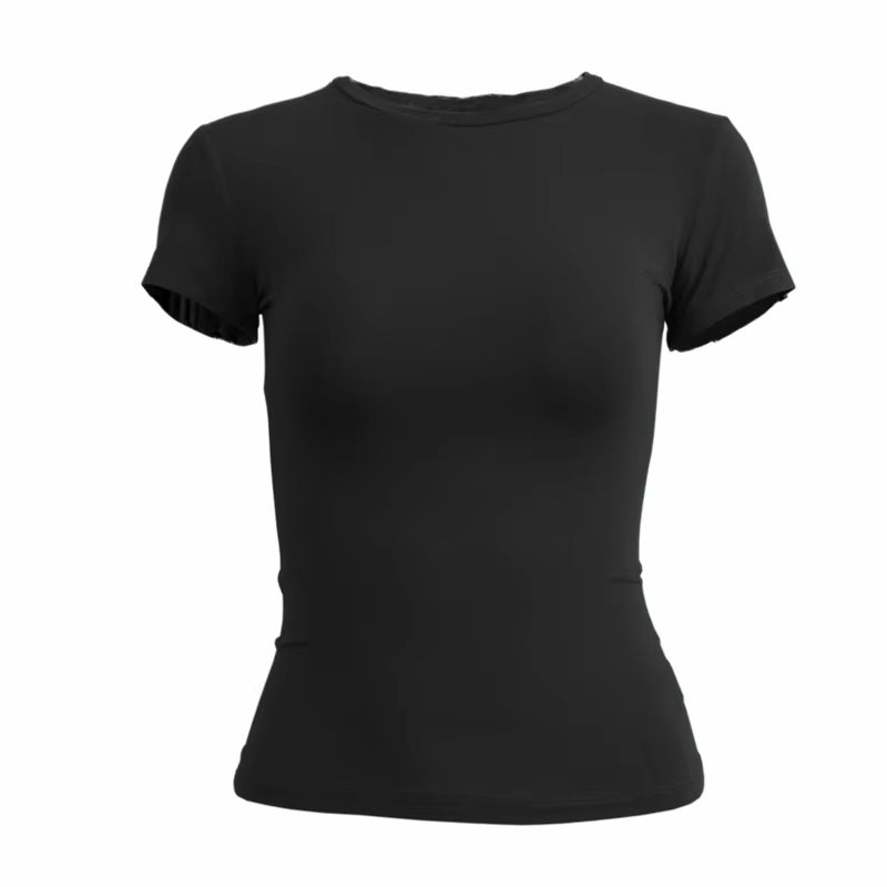 UrbanEase Womens Slim Fit Knitted TShirt  Short Sleeve ONeck Streetwear Top For Everyday  Y2K Fashi 7