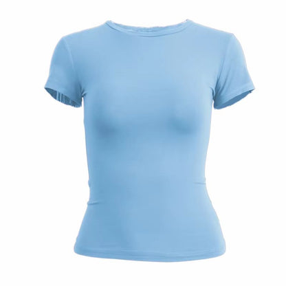 UrbanEase Womens Slim Fit Knitted TShirt  Short Sleeve ONeck Streetwear Top For Everyday  Y2K Fashi 8